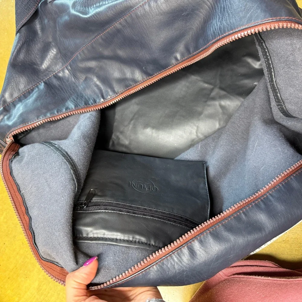 YSL FOR Men Opium Leather Over Night Messenger Bag Shoulder‎ Bag Navy XL